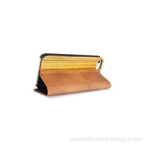 Zebra Wood And Leather Cell Phone Case For Apple Iphone5 Mo